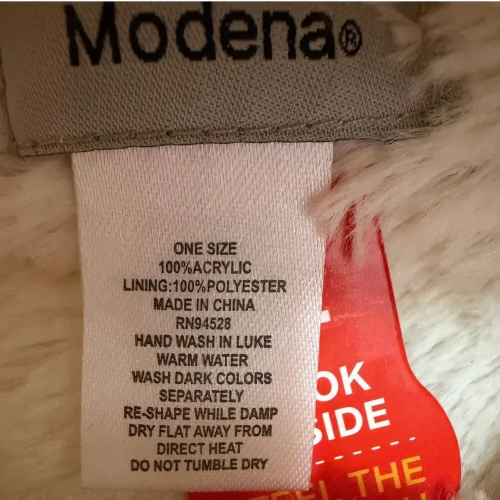 Modena Women's Winter Scarf Infinity OS White Sparkle Faux Fur Lining NEW TAGS